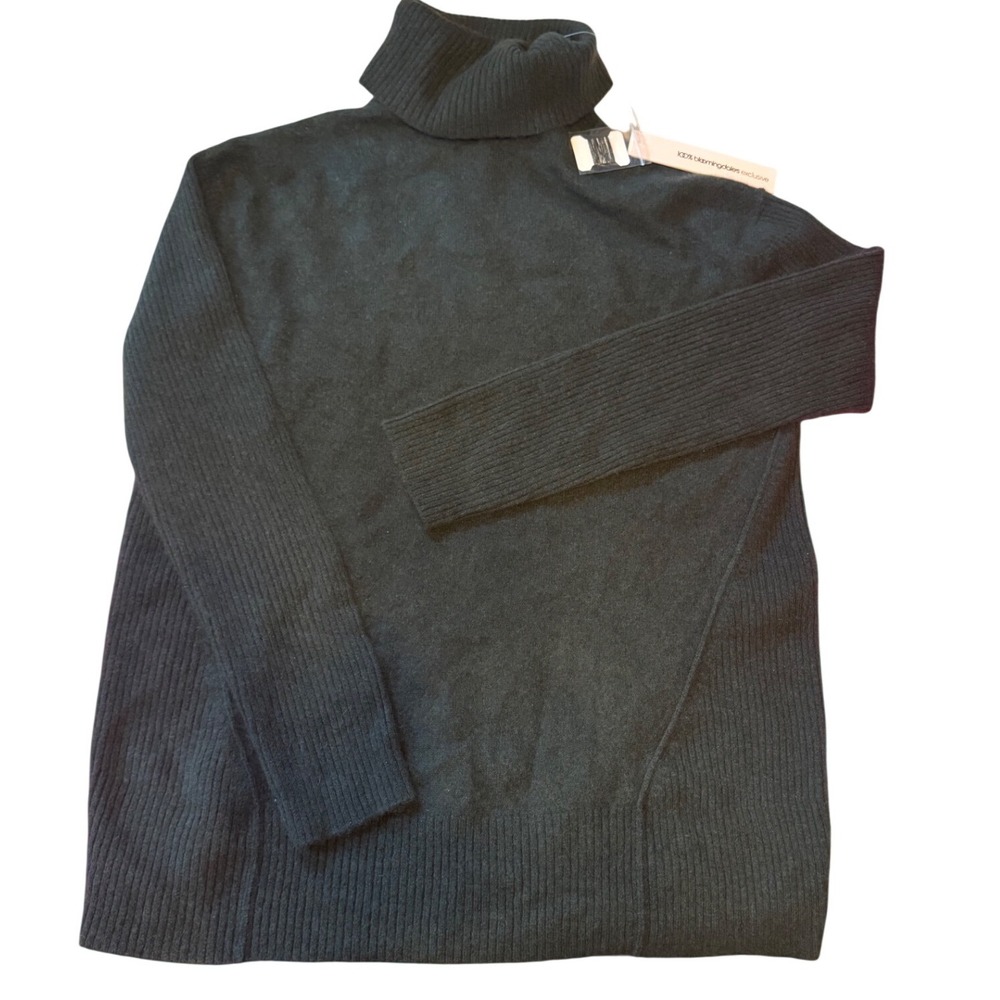 AQUA Cashmere Lady Turtleneck Sweater Army Dark Green Long Sleeves XS NWT